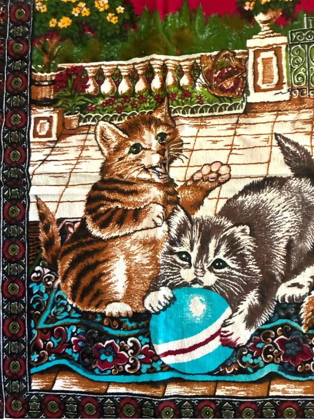 Vintage Kittens Wall Hanging Tapestry 38x55 Cottagecore Cats Decor Large